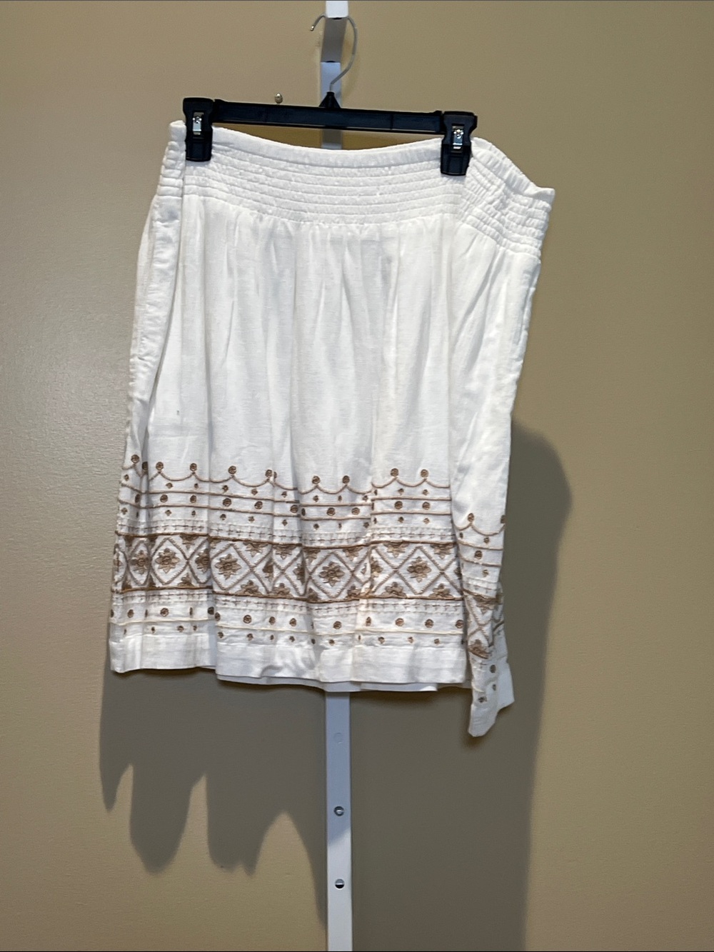 J. Jill White Embroidered Cotton Skirt
